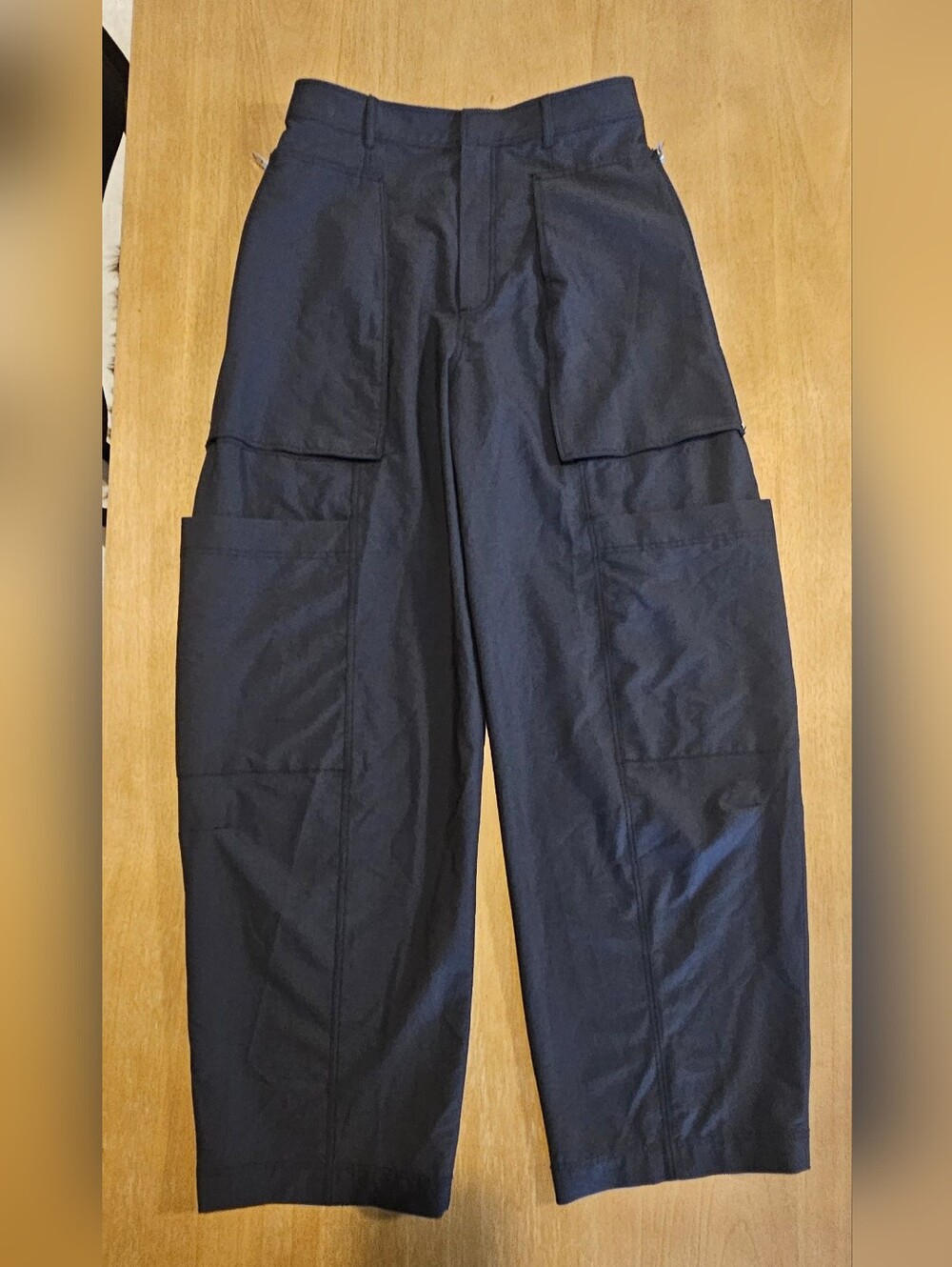 Zara Navy Cargo Wide Leg Pants Size M | High Rise Utility Trousers | 31" Inseam - Picture 5 of 11